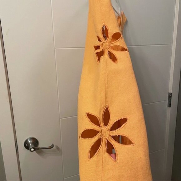 NWT Tach Afrodita Mini Dress Linen Floral Embroidered Cutouts Orange XL - Picture 8 of 16
